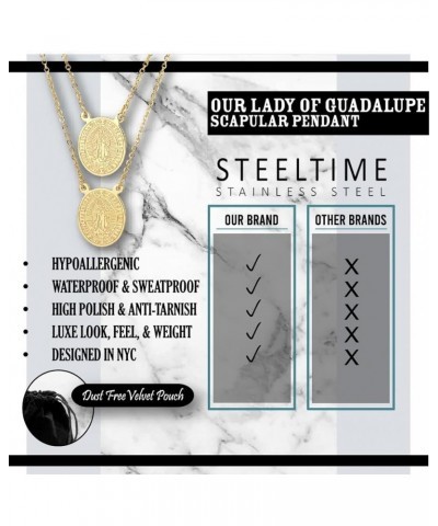 Steeltime 18K Gold Plated Stainless Steel Virgin Mary Guadalupe/St Benedict Scapular Silver Guadalupe $12.48 Necklaces