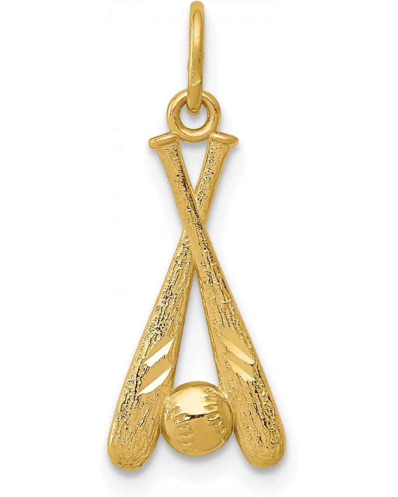 Solid 14K Yellow Gold Baseball Bats and Ball Pendant - 22mm $41.57 Pendants