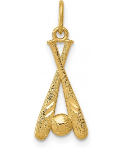 Solid 14K Yellow Gold Baseball Bats and Ball Pendant - 22mm $41.57 Pendants