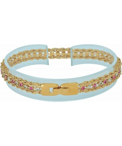 Braided Rope Chain Bracelets with Crystals for Women 24k Gold Plated Gold - Pink & White Crystals 7 inches $27.50 Bracelets