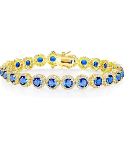 18K White Gold/Yellow Gold Plated Colorful Tennis Bracelet Oval/Round 3-6mm Cubic Zirconia Hypoallergenic Jewelry for Women M...