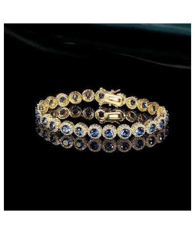 18K White Gold/Yellow Gold Plated Colorful Tennis Bracelet Oval/Round 3-6mm Cubic Zirconia Hypoallergenic Jewelry for Women M...