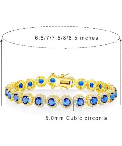 18K White Gold/Yellow Gold Plated Colorful Tennis Bracelet Oval/Round 3-6mm Cubic Zirconia Hypoallergenic Jewelry for Women M...