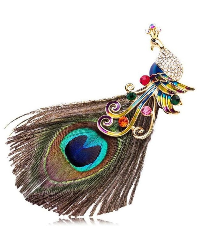 Vintage Peacock Brooches for Women Girl Fashion Tassels Feather Crystal Bird Lapel Pins Party Dance Wedding Banquet Ceremony ...