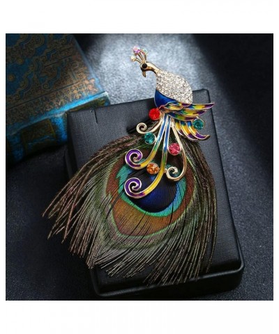 Vintage Peacock Brooches for Women Girl Fashion Tassels Feather Crystal Bird Lapel Pins Party Dance Wedding Banquet Ceremony ...