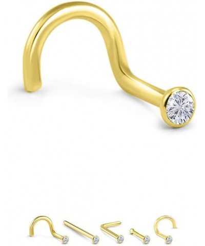 18k Yellow Gold 1.5mm, 2mm, 2.5mm, or 3mm Bezel CZ 22G 20G 18G Bone-2.5mm CZ-18G $18.49 Body Jewelry