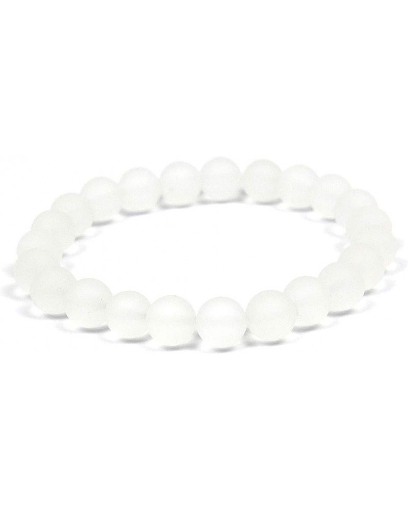 Featured Men Women 8mm Beads Bracelet Elastic Natural Stone Yoga Bracelet Bangle 6.7 Matte Clear Quartz $6.00 Bracelets