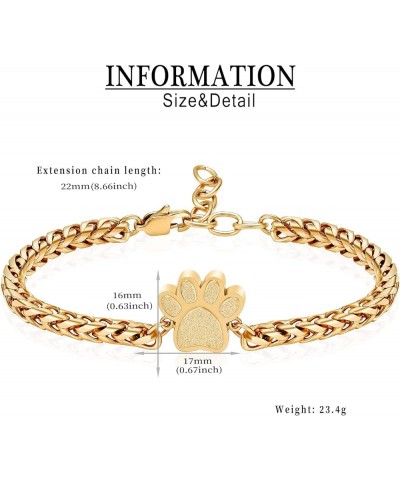 Cremation Bracelet for Ashes - Paw Print Cremation Jewelry Pet Dog Cat Stainless Steel Keepsake Memorial Urn Bangle A-Gold $8...