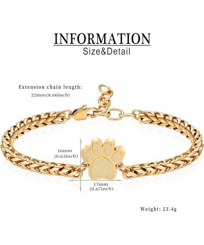 Cremation Bracelet for Ashes - Paw Print Cremation Jewelry Pet Dog Cat Stainless Steel Keepsake Memorial Urn Bangle A-Gold $8...