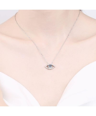 14K Gold Moissanite Evil Eye Pendant Necklace for Women,0.5 Carat Round Cut D Color Moissanite Solitaire Necklace,Fashion Jew...