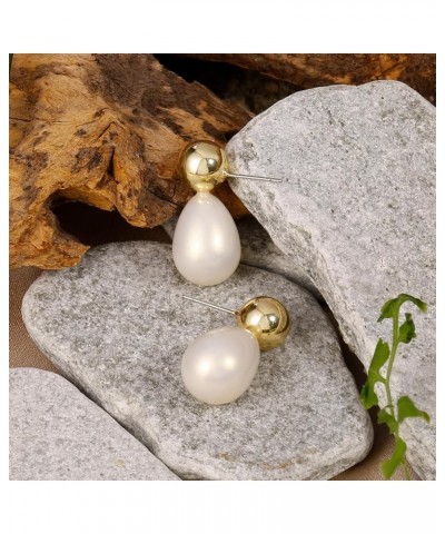 Pearl Earrings For Women Statement Simple Drop Dangle Mothers Freshwater Stud Bridal Small Shell Beads Jewelry For Women Gold...