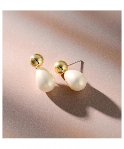 Pearl Earrings For Women Statement Simple Drop Dangle Mothers Freshwater Stud Bridal Small Shell Beads Jewelry For Women Gold...