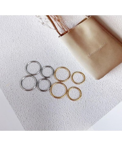 8 Pcs 16G 18G 316L Surgical Steel Seamless Hinged Nose Rings Hoops Septum Rings Lip Rings Hypoallergenic Helix Cartilage Conc...