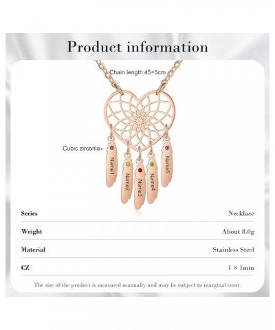 Personalized Dream Catcher Necklace for Women with 2-5 Birthstones Mom Gifts Custom 2-5 Names Necklace for Girls Dream Catche...