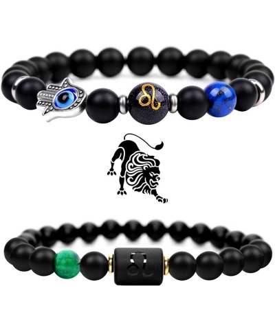 2Pcs Zodiac Bracelet 8MM Beaded Evil Eye Bracelet Spiritual Healing Crystal Bracelet for Women Men 12 Constellation Bracelet ...