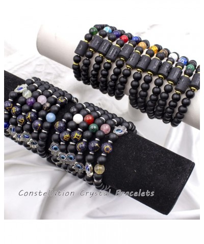 2Pcs Zodiac Bracelet 8MM Beaded Evil Eye Bracelet Spiritual Healing Crystal Bracelet for Women Men 12 Constellation Bracelet ...