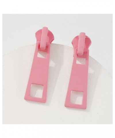 Zipper Earrings Geometric Punk Simple Zipper Head Dangle Stud Earrings for Women Minimalist Safety Pin Zipper Jewelry Pink $7...