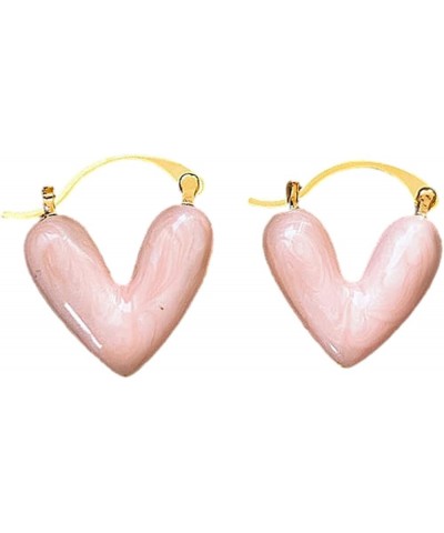 Heart Earrings for Women Gold Heart Hoop Earrings Pink Heart Earrings Heart Dangle Earrings Rhinestone Heart Earrings Valenti...