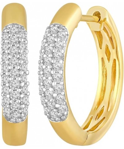 10K Gold or Sterling Silver Round Diamond Hoop Earrings (1/3-3/4 cttw, I-J Color, I2-I3 Clarity) Yellow Gold $186.85 Earrings