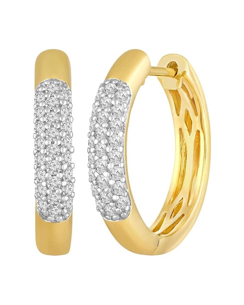 10K Gold or Sterling Silver Round Diamond Hoop Earrings (1/3-3/4 cttw, I-J Color, I2-I3 Clarity) Yellow Gold $186.85 Earrings