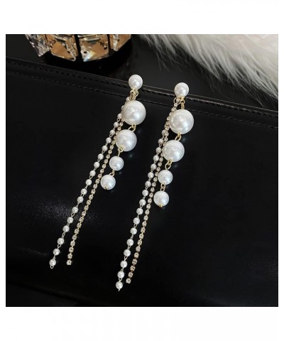 14K Gold Plated Long Pearl Earrings for Women White Pearl Drop Dangle Earring Hypoallergenic Elegant Wedding Pearl Tassel Ear...