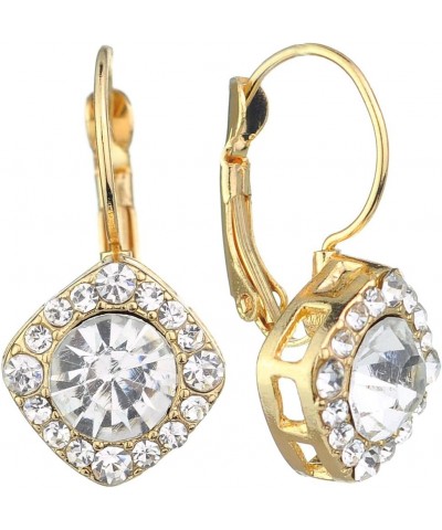 Women's Round Stone Stud French Clip On Dangling Earrings Clear/Gold-Tone $7.55 Earrings