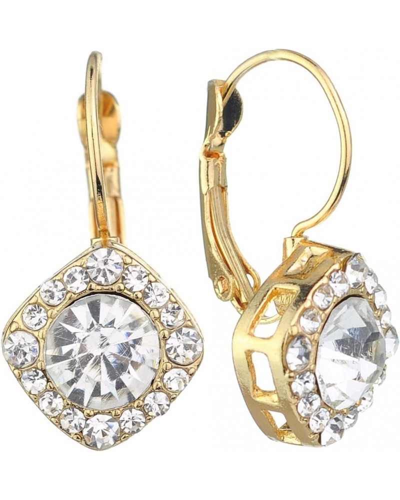 Women's Round Stone Stud French Clip On Dangling Earrings Clear/Gold-Tone $7.55 Earrings