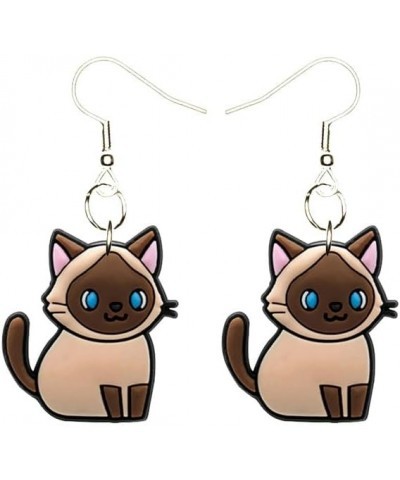 Kitty Cat Earrings Hypoallergenic Silver Plated Fishhooks Yazzle Dazzle Siamese $9.59 Earrings