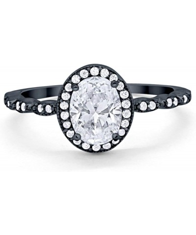 Oval Art Deco Wedding Engagement Ring Halo Bridal 925 Sterling Silver Choose Color Black Tone, Simulated CZ $11.96 Rings