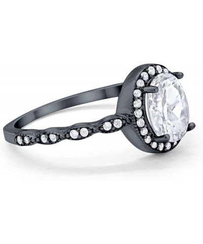 Oval Art Deco Wedding Engagement Ring Halo Bridal 925 Sterling Silver Choose Color Black Tone, Simulated CZ $11.96 Rings