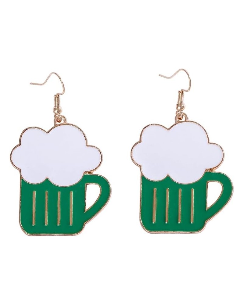 St. Patrick's Day Earrings Irish Dangle Earrings Green Clover Drop Earrings for Women Girls white cloud $7.64 Earrings