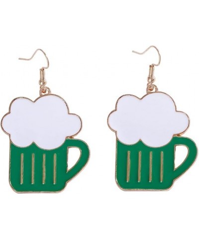 St. Patrick's Day Earrings Irish Dangle Earrings Green Clover Drop Earrings for Women Girls white cloud $7.64 Earrings