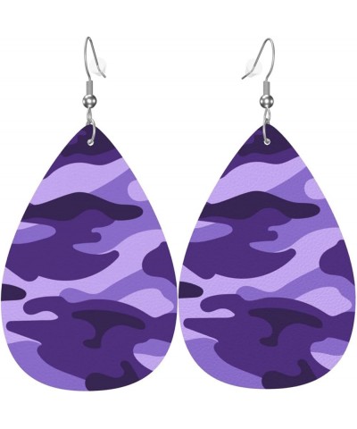 Faux Leather Teardrop Earrings For Teen Girls Women Drop Dangle Earrings Gift Purple 1 $6.18 Earrings