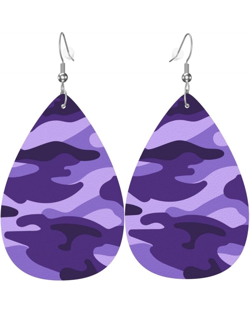 Faux Leather Teardrop Earrings For Teen Girls Women Drop Dangle Earrings Gift Purple 1 $6.18 Earrings