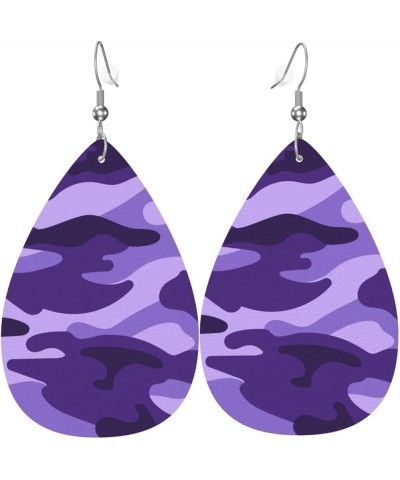 Faux Leather Teardrop Earrings For Teen Girls Women Drop Dangle Earrings Gift Purple 1 $6.18 Earrings