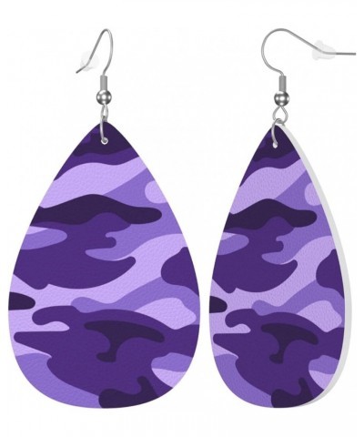 Faux Leather Teardrop Earrings For Teen Girls Women Drop Dangle Earrings Gift Purple 1 $6.18 Earrings