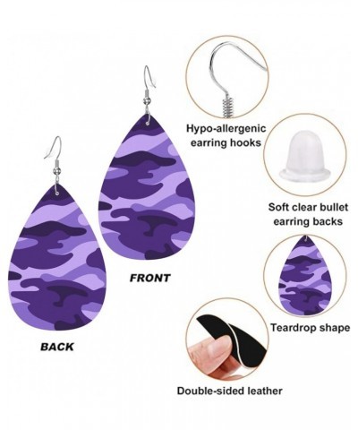 Faux Leather Teardrop Earrings For Teen Girls Women Drop Dangle Earrings Gift Purple 1 $6.18 Earrings