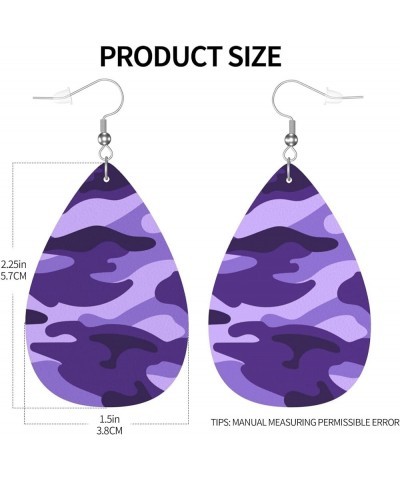 Faux Leather Teardrop Earrings For Teen Girls Women Drop Dangle Earrings Gift Purple 1 $6.18 Earrings