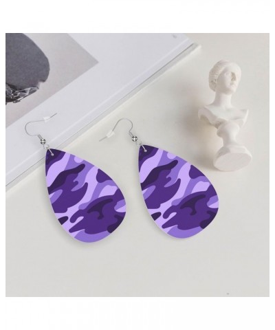 Faux Leather Teardrop Earrings For Teen Girls Women Drop Dangle Earrings Gift Purple 1 $6.18 Earrings