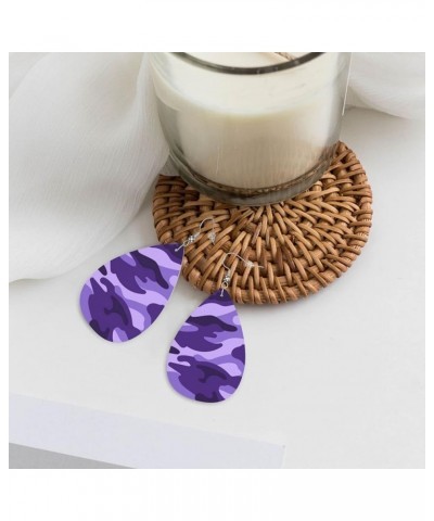 Faux Leather Teardrop Earrings For Teen Girls Women Drop Dangle Earrings Gift Purple 1 $6.18 Earrings