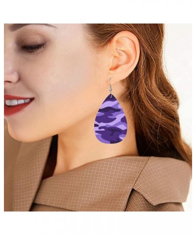 Faux Leather Teardrop Earrings For Teen Girls Women Drop Dangle Earrings Gift Purple 1 $6.18 Earrings