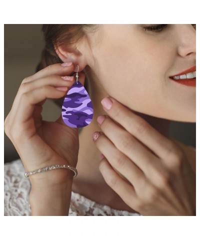 Faux Leather Teardrop Earrings For Teen Girls Women Drop Dangle Earrings Gift Purple 1 $6.18 Earrings