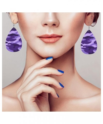 Faux Leather Teardrop Earrings For Teen Girls Women Drop Dangle Earrings Gift Purple 1 $6.18 Earrings