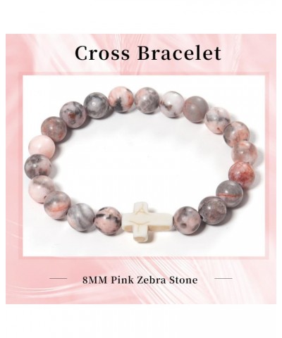 Cross Bracelet for Women With Envelope and Greeting Card,Christian Gifts Natural Stone Cross Bracelet with Bible Verse Prayer...