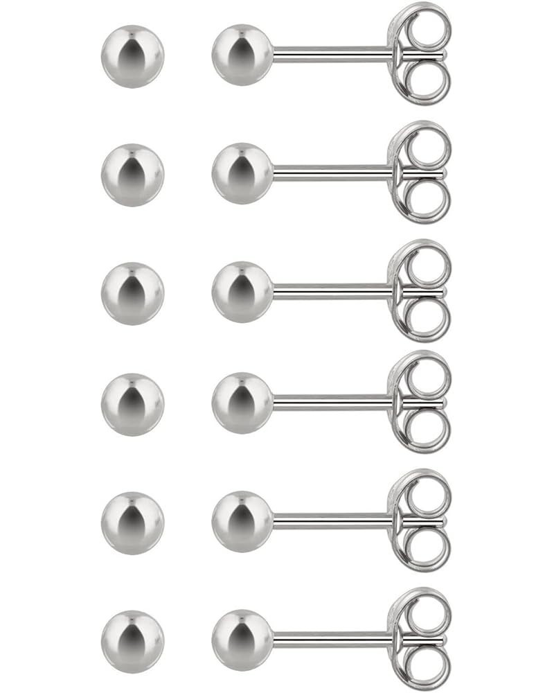 6Pairs 2mm/3mm Surgical Steel Hypoallergenic Piercing Studs, 20G 14K Real Gold Filled Tiny Stud Earrings Set for Multiple Hol...