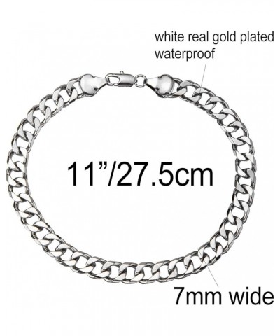 Gold Cuban Link Anklet Bracelet for Women Men, 7mm Wide 14K Gold / 18K Gold/White Gold Plated Diamond Cut Curb Chain Ankle Br...