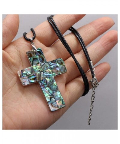 1Pc Natural Abalone Paua Shell Pendant Necklace Vintage Cross Choker Religious Charms Necklaces Fashion Jewelry Gift $10.40 N...