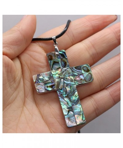 1Pc Natural Abalone Paua Shell Pendant Necklace Vintage Cross Choker Religious Charms Necklaces Fashion Jewelry Gift $10.40 N...