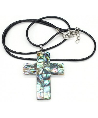 1Pc Natural Abalone Paua Shell Pendant Necklace Vintage Cross Choker Religious Charms Necklaces Fashion Jewelry Gift $10.40 N...