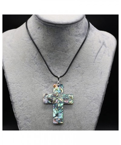 1Pc Natural Abalone Paua Shell Pendant Necklace Vintage Cross Choker Religious Charms Necklaces Fashion Jewelry Gift $10.40 N...